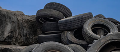 Tires ready for recycling at the Roseridge Transfer station outside Redwater
