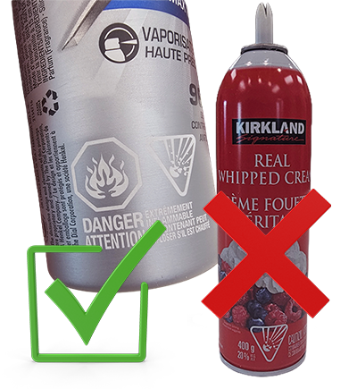 Examples of accepted and not accepted pressurized products